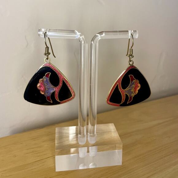 Roman Vintage Pierced Dangle Earrings With Floral Details - Picture 1 of 8